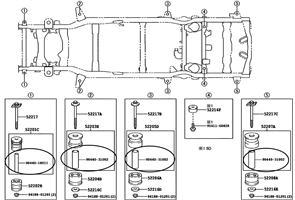 Втулка подушки рамы ( комплект ) TRJ150/RZJ120 /90440-18011 zeJWYPR3icen6AwB09LHX3
